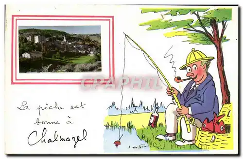 Cartes postales La Peche Est Fomme A Chalmazel Peche Pecheur