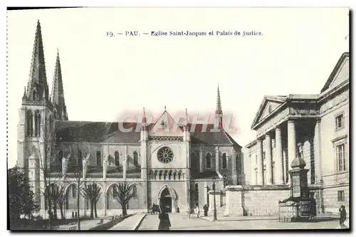 Ansichtskarte AK Pau Eglise Saint Jacques Et Palais De Justice