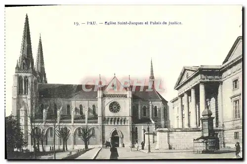 Cartes postales Pau Eglise Saint Jacques Et Palais De Justice