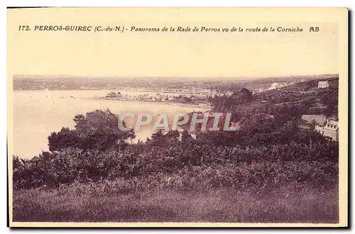 Cartes postales Perros Guirec Panorama De La Rade De Perros Vu De La Route De La Corniche