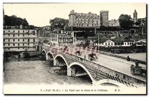 Ansichtskarte AK Pau Le Pont Sur Le Gave Et Le Chateau