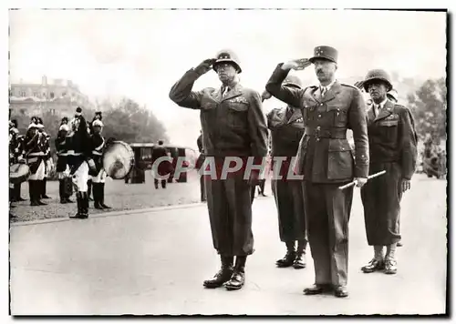 Moderne Karte Liberation De Paris Le General Bradley et le general Koenig Militaria