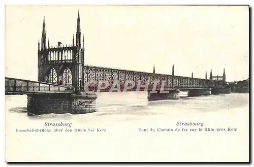 Cartes postales Strassburg Pont du Chemin de Fer Sur le Rhin Pres Kehl