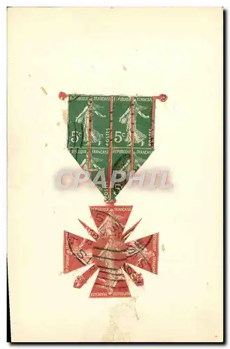 Ansichtskarte AK Timbres Medaille Tymbres Semeuse Militaria