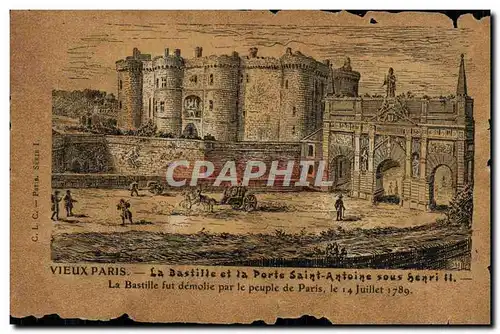 Cartes postales Vieux Paris La Bastille Et La Porte Saint Antoine Sous Henri II