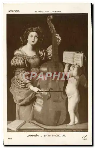 Cartes postales Musee Du Louvre Zampieri Sainte Cecile Ange Violoncelle