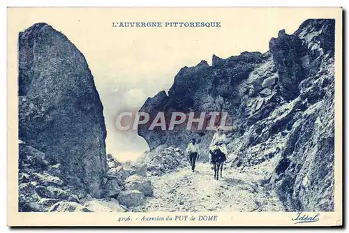 Cartes postales L&#39Auvergne Pittoresque Ascension du Puy de Dome Ane Mule