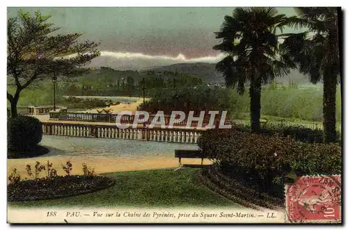 Cartes postales Pau Vue sur la Chaine des Pyrenees prise du Square Saint Martin