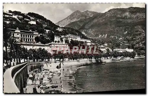 Moderne Karte Menton Quai Bonaparte Et Plage Des Sablettes