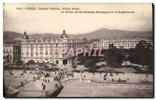 Ansichtskarte AK Nice Jardin Public Hotel Rhul Et Hotel De La Grande Bretagne Et D&#39Angleterre