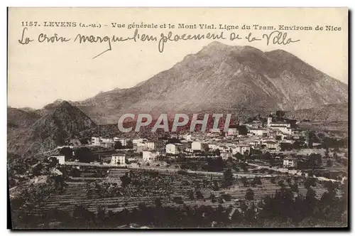 Cartes postales Levens Vue Generale Et Le Mont Vial Ligne Du Tram Environs De Nice