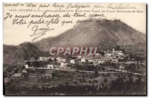 Cartes postales Levens Vue Generale Et Le Mont Vial Ligne Du Tram Environs De Nice