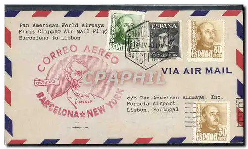 Lettre 1er vol Barcelona Lisbon 10 11 1948
