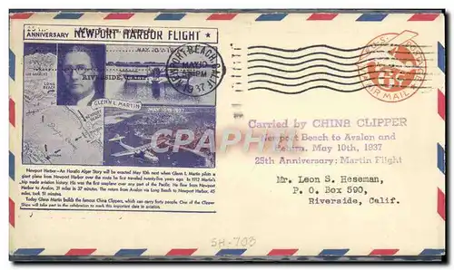 Lettre 1er vol Etats Unis Anniversary Newport Hairbour Flight 10 5 1937