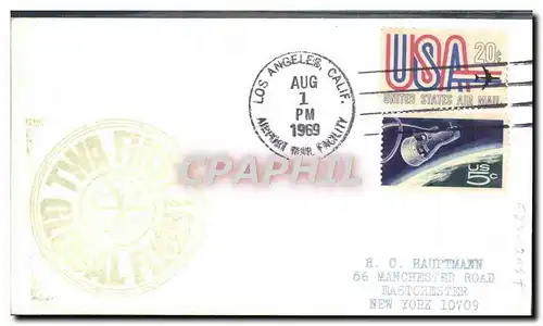 Lettre Etats Unis 1er vol TWA Los Angeles New York 1 8 1969