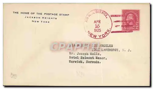 Lettre Air Mail service 15 4 1925 New York to Warwick Bermuda Rare