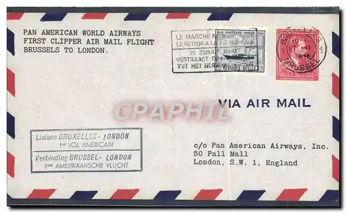 Lettre 1er Vol Belgique Brussels to London 17 6 1946