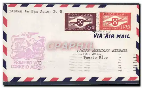 Lettre Portugal 1st flight Lisbon to San Juan 8 2 1941