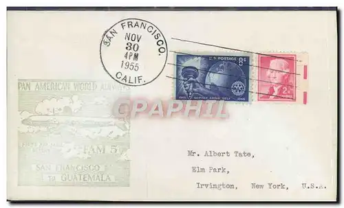 Lettre Etats Unis 1st flight San Francisco 30 11 1955