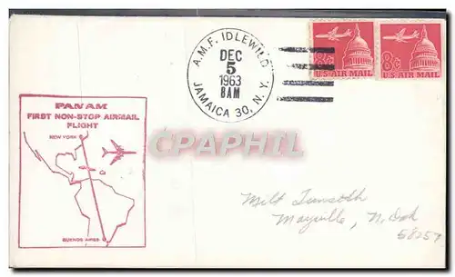 Lettre Etats Unis 1st flight New York Buenos Aires 5 12 1963