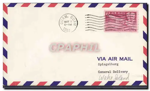 Lettre Etats Unis Guam tp Wake Island 1 5 1951