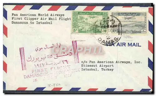 Lettre Syrie Damascus to Istanbul 30 7 1947