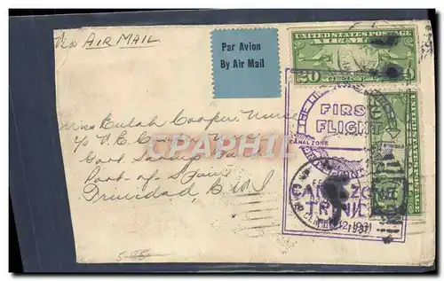 Lettre Etats Unis 1st Flight USA to Trinidad 12 2 1931