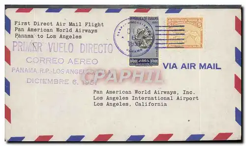 Lettre Panama to los Angeles 6 12 1951