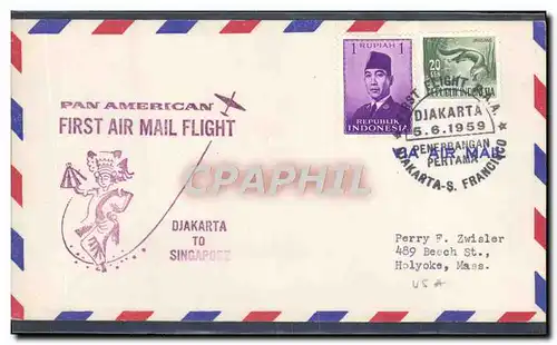 Lettre Indonesie Djakarta to Singapore 5 6 1959