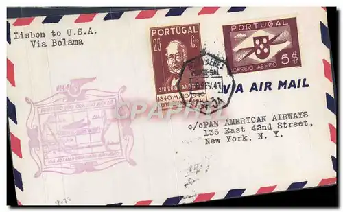 Lettre Portugal Lisbon to New York Bolama 6 2 1941