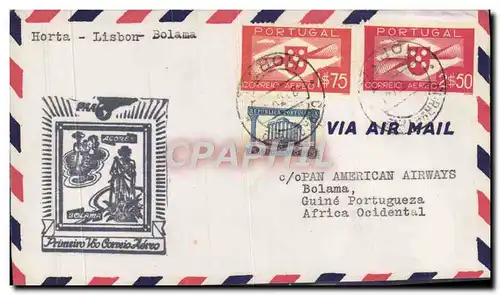 Lettre Portugal Horta Lisbon Bolama 6 2 1941