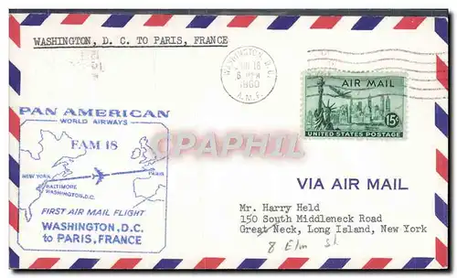 Lettre Etats Unis 1st Flight Baltimore Paris 18 6 1960 FAM 18