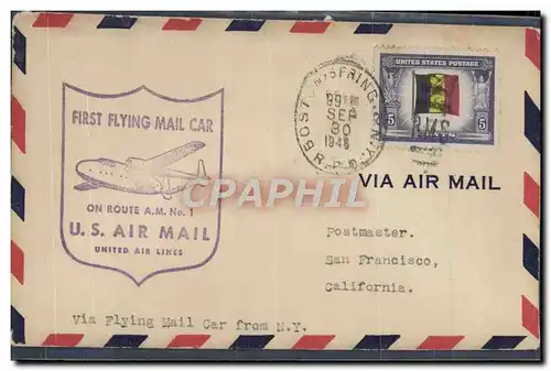 Lettre Etats Unis AM Boston to San Francisco 30 9 1946