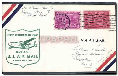 Lettre Etats Unis AM 11 Eugene to Seattle Wash 3 10 1945