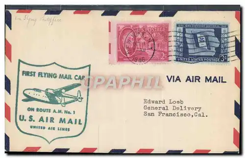 Lettre Etats Unis AM11 New York to San Francisco 1 10 1946