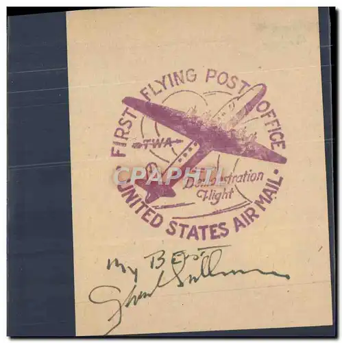Feuillet First Flying Post Office TWA Demonstration Flight Sign� du pilote