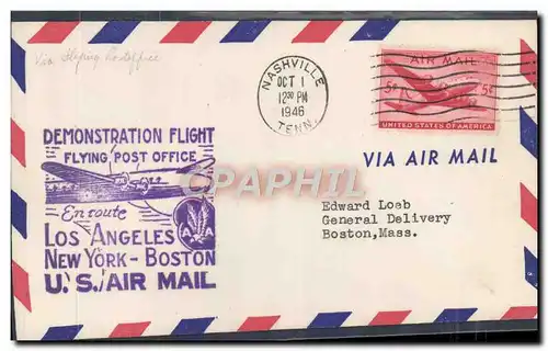 Lettre Etats Unis Los Angeles New York Boston 1 10 1946