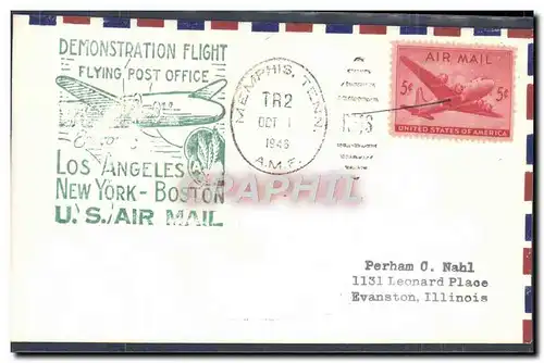 Lettre Etats Unis Los Angeles New York Boston 1 10 1946