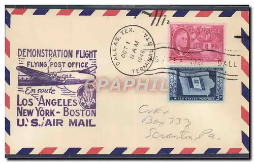 Lettre Etats Unis Los Angeles New York Boston 1 10 1946