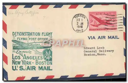 Lettre Etats Unis Los Angeles New York Boston 1 10 1946