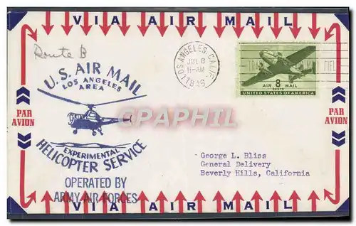 Lettre Etats Unis Helicopter Service Los Angeles 8 7 1946