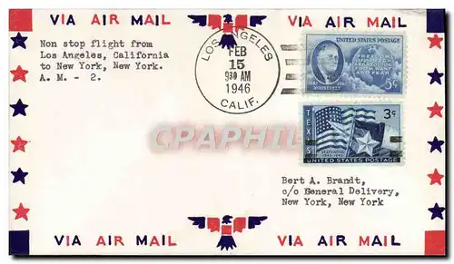 Lettre Etats Unis Los Angeles New York 15 2 1946