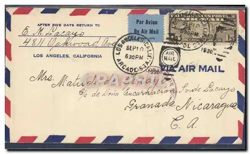 Lettre Etats Unis Los Angeles Nicaragua 10 9 1930