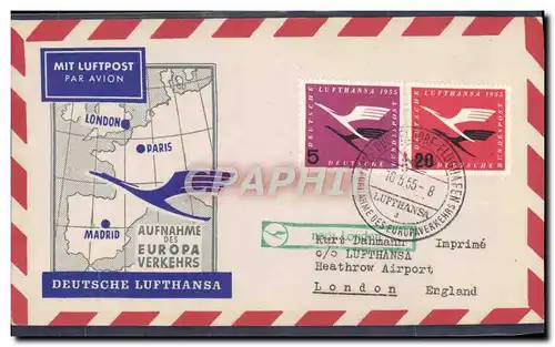 Lettre Lufthansa London Paris Madrid 16 5 55
