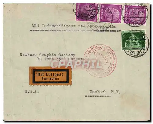 Lettre Zeppelin Europa Nordamerika 27 6 36