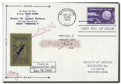 Lettre Rocket Mail Etats Unis 15 12 1960 Espadon