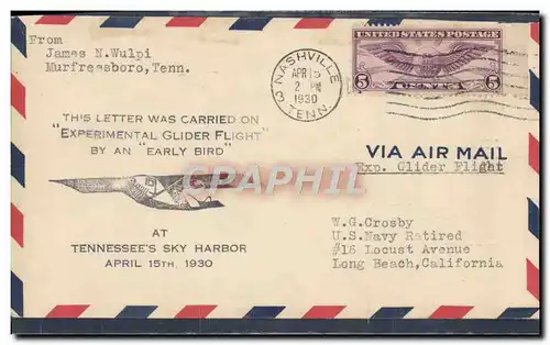 Lettre Etats Unis Tennessee&#39s Sky Harbour 15 4 1930 Nashville
