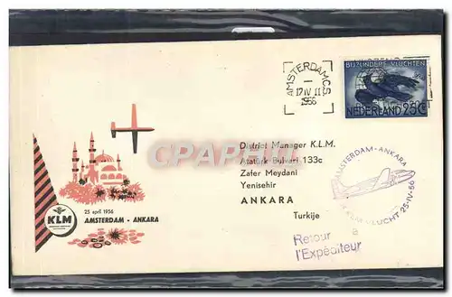 Lettre Pays Bas Amsterdam Ankara 25 4 1956 Aigle