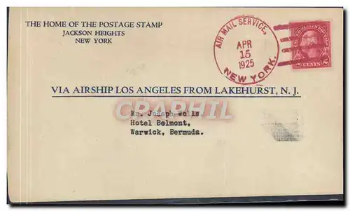 Lettre Etats Unis New York to Warwick Bermuda 15 4 1925