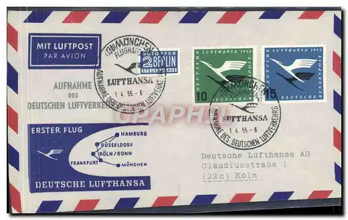 Lettre Allemagne Frankfurt Hamburg Munchen 1 4 55